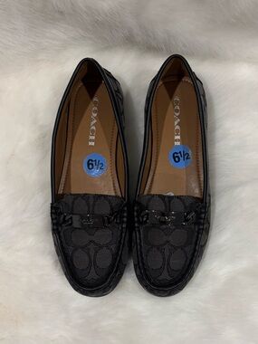 Coach Black Signature Jacquard Chain Bit Loafers